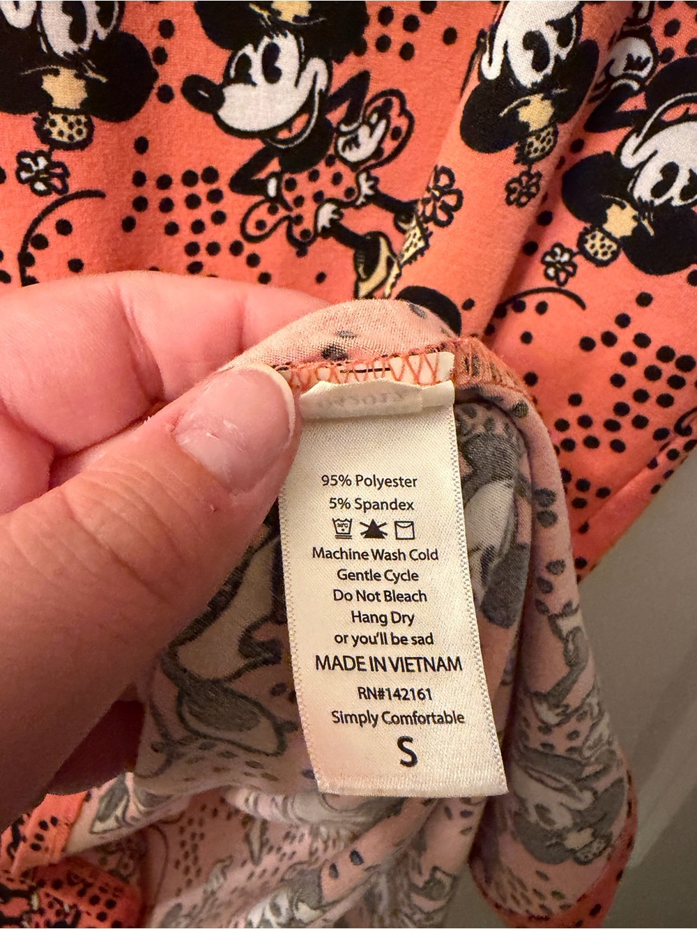 LuLaRoe Irma Small Disney Minnie Mouse Top Peach Orange with polka dots - Picture 7 of 8